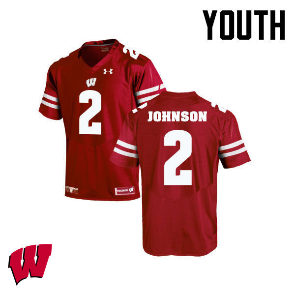 Wisconsin Badgers Youth #2 Patrick Johnson NCAA Under Armour Authentic Red College Stitched Football Jersey TI40V80NQ